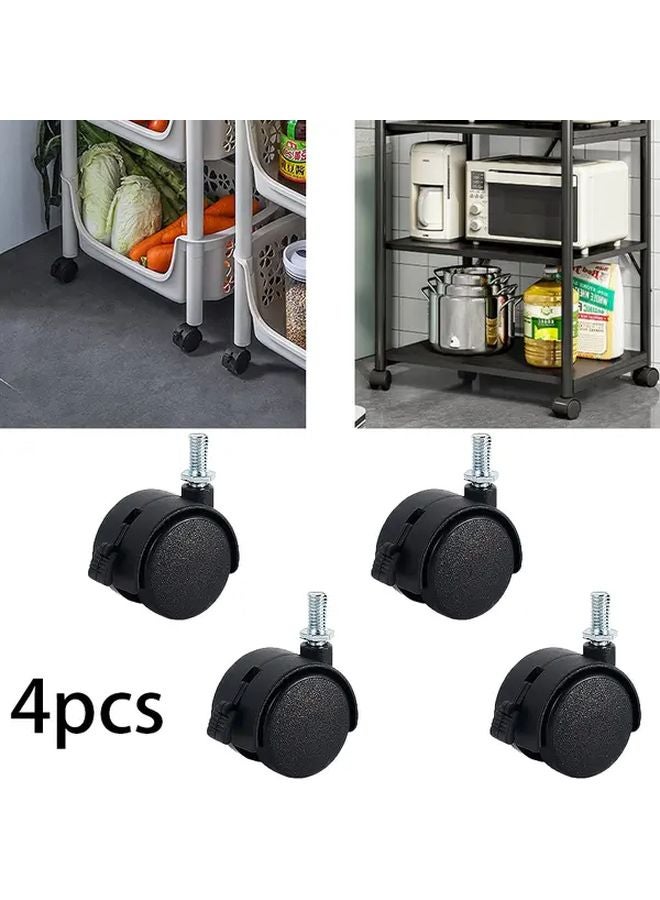 4Pcs Heavy Duty Rolling Caster Wheels With Locking Mechanism Silk Tooth Brakes Plastic Mobile Casters - Image 1