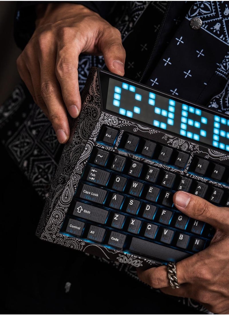 Angry Miao Angry Miao Cyberboard R4 Paisley Bundle Hotswap RGB Backlit Keyboard Bluetooth Wireless Custom Mechanical Keyboard Wireless Charging Pc Gamer Latency Tri-Mode Connection Leaf Spring Mount Hotswapable Switch  - Image 5