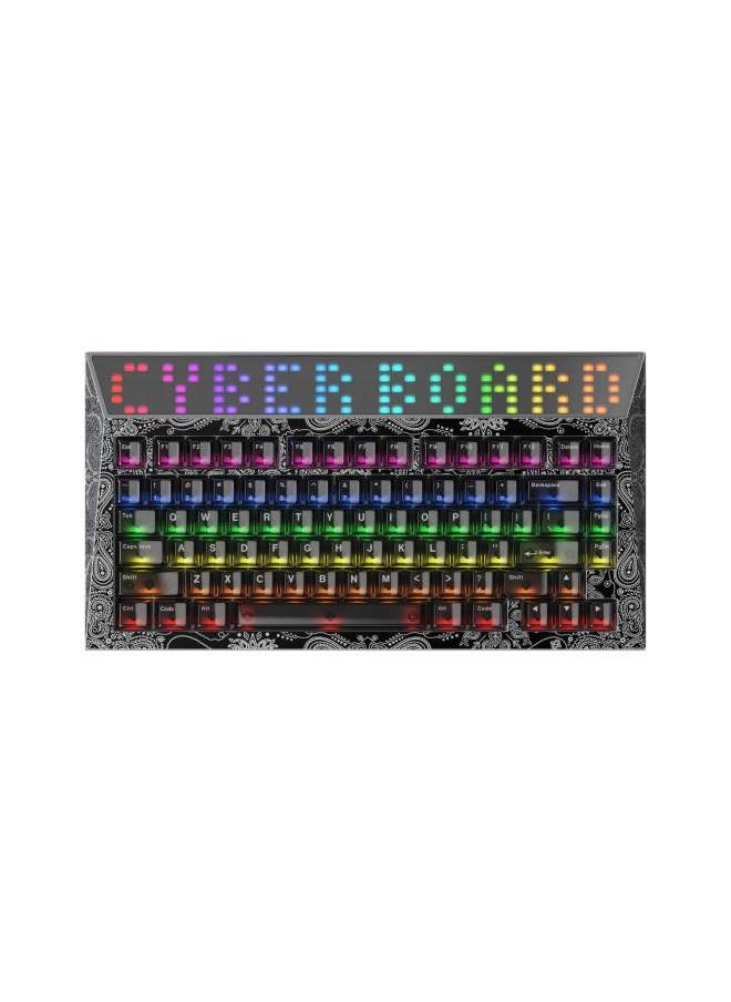 Angry Miao - Angry Miao Cyberboard R4 Paisley Bundle Hotswap RGB Backlit Keyboard Bluetooth Wireless Custom Mechanical Keyboard Wireless Charging Pc Gamer Latency Tri-Mode Connection Leaf Spring Mount Hotswapable Switch - Image 1