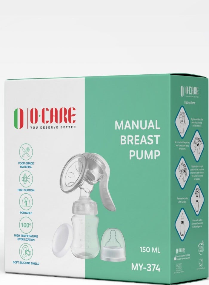 O CARE Manual Breast Pump,Portable Pump for Food-Grade Materials, Liquid Silicone ,Silicone Pump for Breastfeeding 150ml  - Image 5
