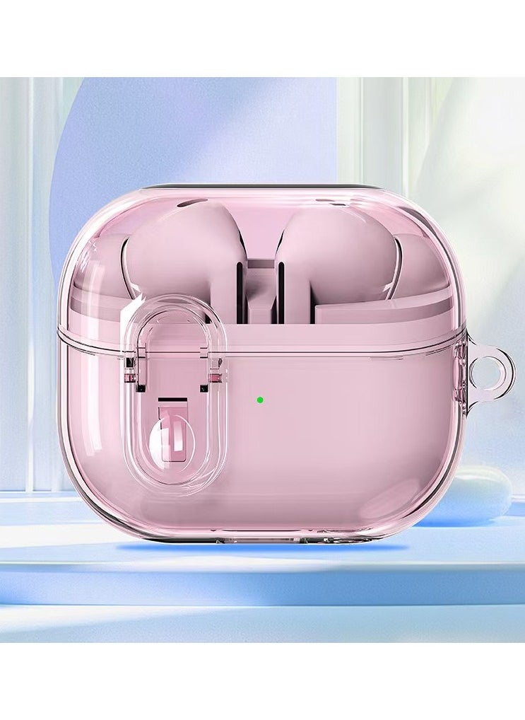 Generic - Case for Samsung Galaxy Buds3 and Galaxy Buds3 pro(2024) Silicone Earphones Cover Secure Lock Protective，Shockproof Wireless Earbuds Protective Cover with Keychain(Clear pink) - Image 1