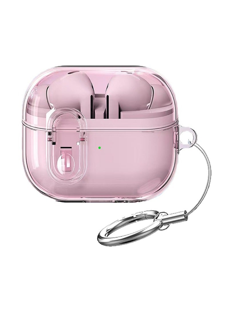Case for Samsung Galaxy Buds3 and Galaxy Buds3 pro(2024) Silicone Earphones Cover Secure Lock Protective,Shockproof Wireless Earbuds Protective Cover with Keychain(Clear pink)