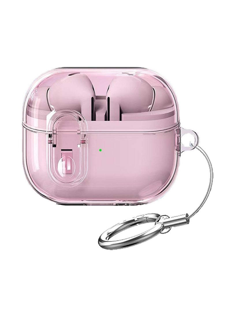 Generic - Case for Samsung Galaxy Buds3 and Galaxy Buds3 pro(2024) Silicone Earphones Cover Secure Lock Protective，Shockproof Wireless Earbuds Protective Cover with Keychain(Clear pink) - Image 1