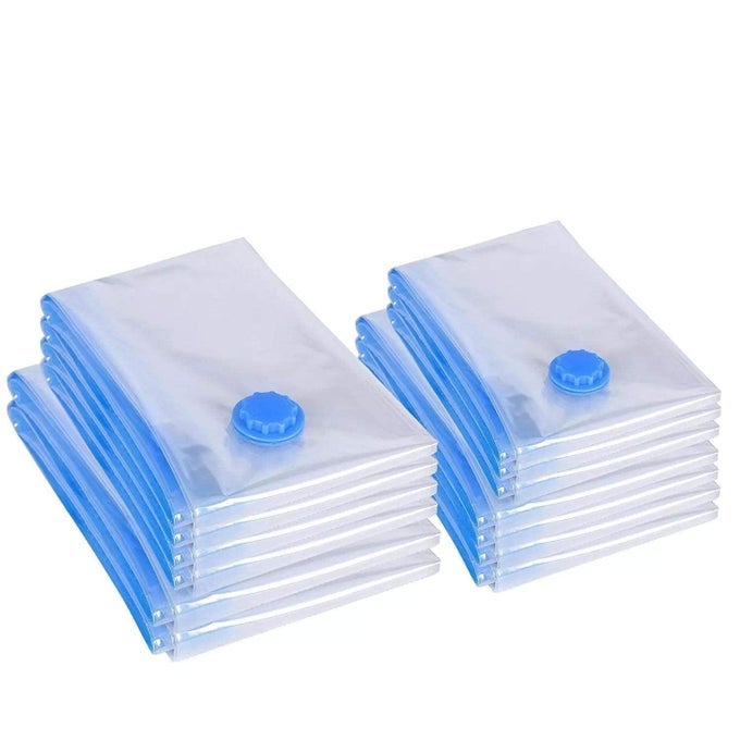 VACUUM STORAGE BAGS WITH PUMP SPACE SAVER VACUUM STORAGE REUSABLE CLOTHES STORAGE VACUUM SEAL BAGS FOR CLOTHING COMFORTERS BLANKETS BEDDING 60X80 CM TRANSPARENT 4PCS