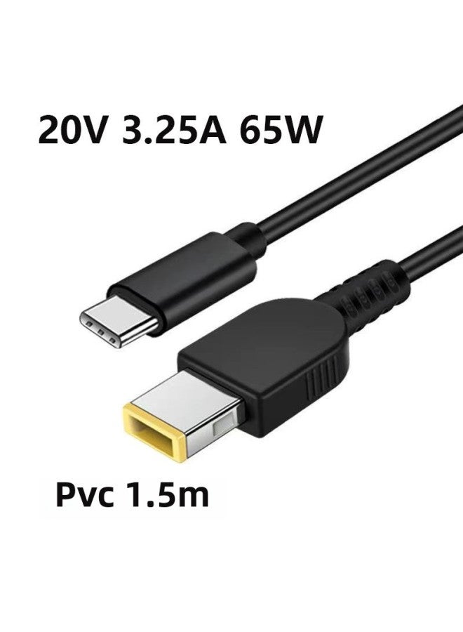 TyPEC Data Cable Is Suitable For Lenovo Notebook Computer Square Port With Needle Thinkpad X1 Power Supply Pd Fast Charging Line-Color:TyPEC  65W 1.5 M  - Image 1