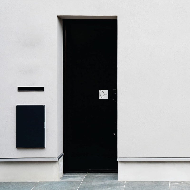 BerryBox PUSH PULL Brushed Silver Black Room Sign 6 INCH * 6 INCH Self-Adhesive Sign for Business Office Corporate Hotel Company Factory Club Commercial Malls. - Image 4