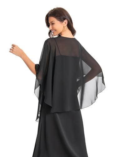 Hotshawl Womens Chiffon Shawls and Wraps, Wedding Party Shawl Scarf for Evening Dresses (Black) - Image 4