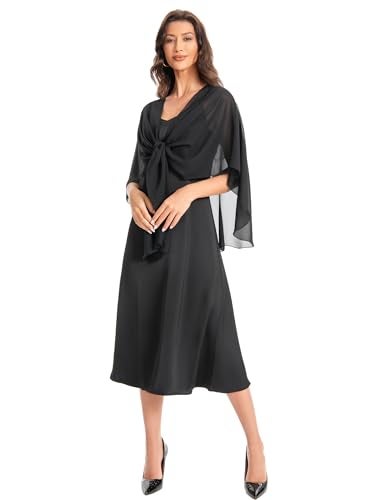 Hotshawl Womens Chiffon Shawls and Wraps, Wedding Party Shawl Scarf for Evening Dresses (Black) - Image 5