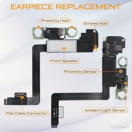 DGSCSMY for iPhone 11 Pro Earpiece Front Speaker Replacement Repair 5.8", OEM Ear Module with Ambient Light Sensor Flex Cable Connector Fix Tools Kit Proximity Sensor 11pro for A2160 A2217 A2215 - Image 2
