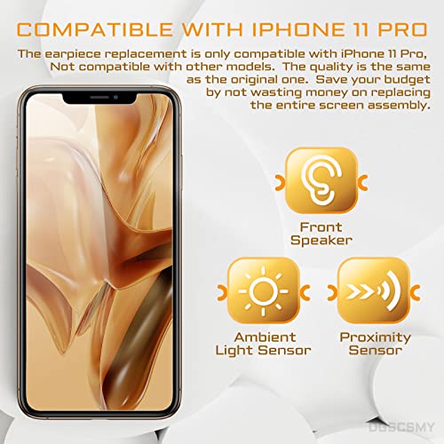 DGSCSMY for iPhone 11 Pro Earpiece Front Speaker Replacement Repair 5.8", OEM Ear Module with Ambient Light Sensor Flex Cable Connector Fix Tools Kit Proximity Sensor 11pro for A2160 A2217 A2215 - Image 3