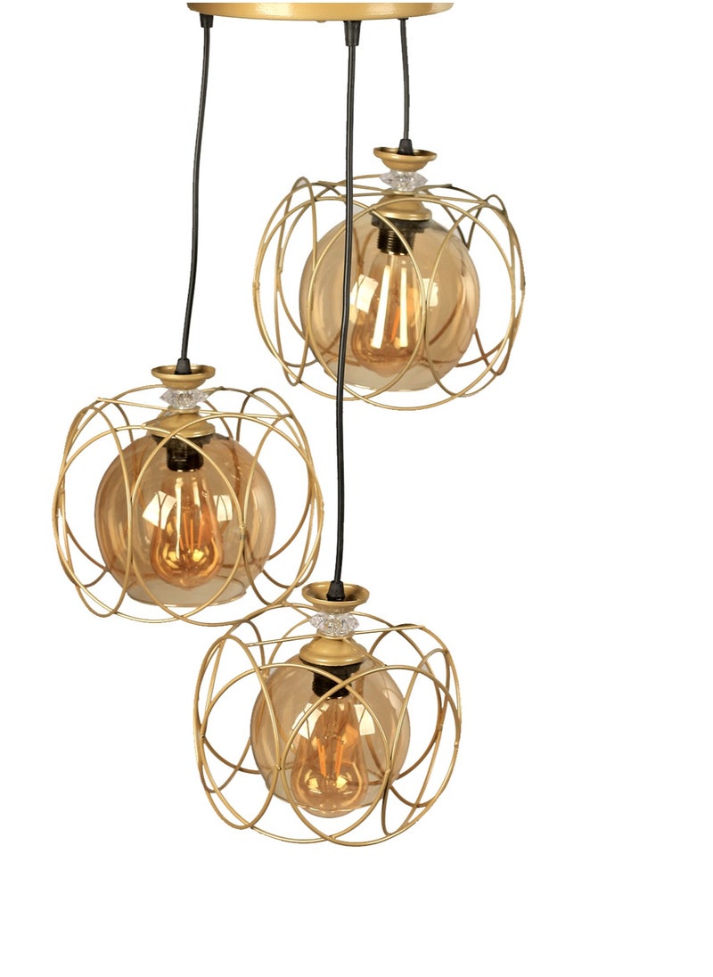 Generic Gold Metal And Honey Glass Chandelier-80×30 Cm  - Image 2