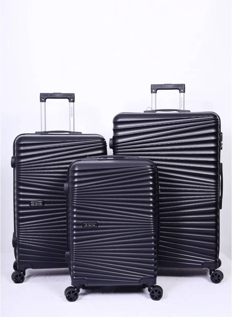 HAYYAK HYK-01 Set of 3 Luggage| ABS Hardside Luggage Trolley | Cabin-20 Inch, Medium-24 Inch, Large-28 Inch|Black