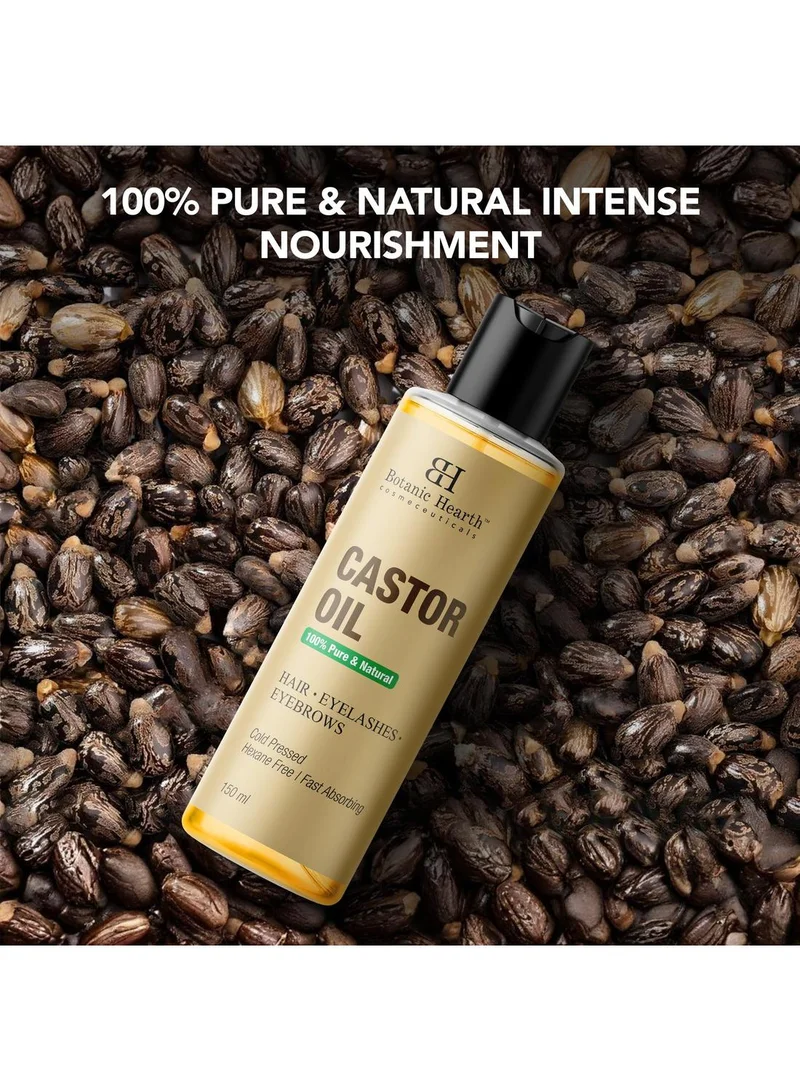Botanic Hearth Castor_Oil 100% Pure Castor Oil for Hair Growth| 150 ML | - Cold Pressed, Hexane-Free, Eyelashes, Eyebrows, Skin Care  | Best Price UAE