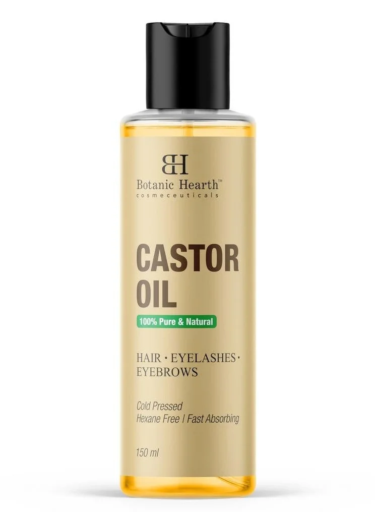 Botanic Hearth 100% Pure Castor Oil for Hair Growth| 150 ML | - Cold Pressed, Hexane-Free, Eyelashes, Eyebrows, Skin Care