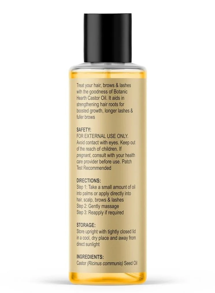 Botanic Hearth Castor_Oil 100% Pure Castor Oil for Hair Growth| 150 ML | - Cold Pressed, Hexane-Free, Eyelashes, Eyebrows, Skin Care  | Best Price UAE