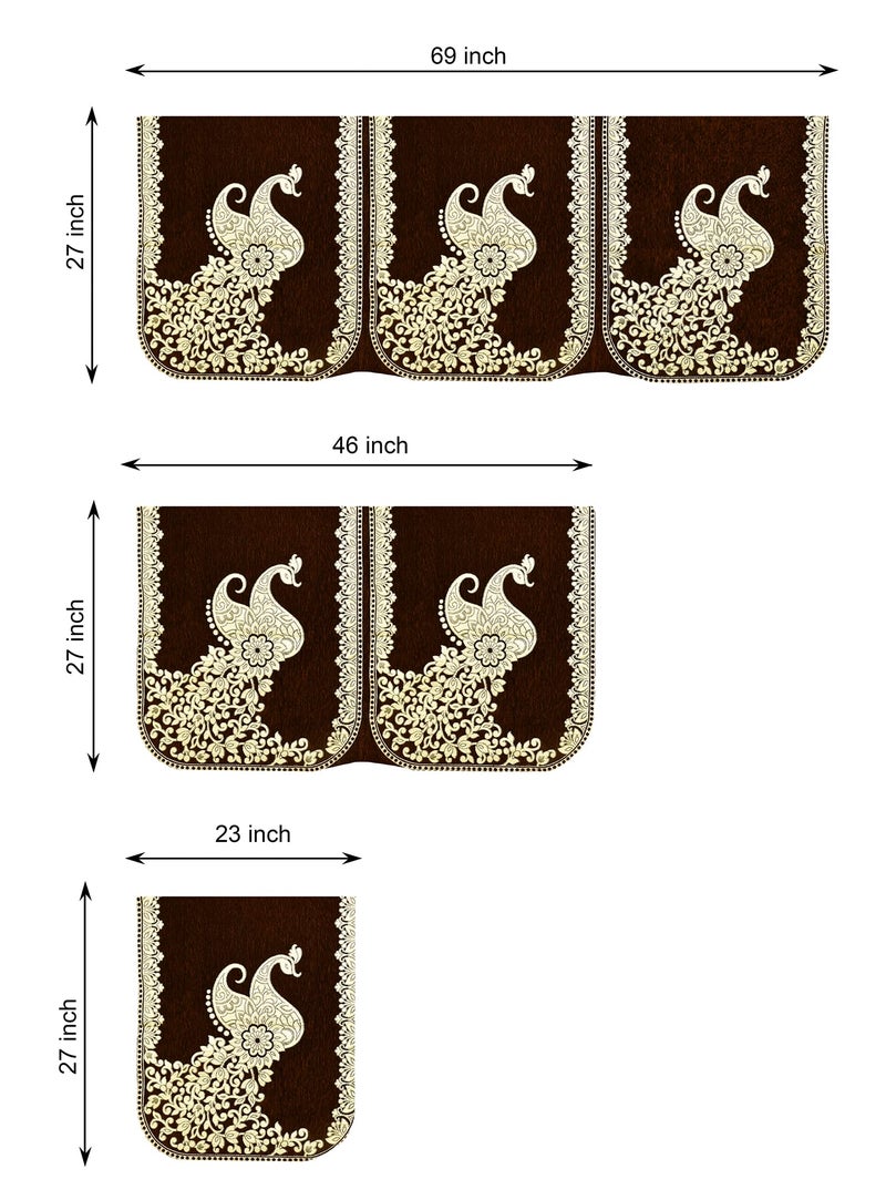 Dazzling DECOR L Shape Velvet Sofa Cover Set - Printed Sofa Back Slip Covers Panels 3 and 2 and 1 Seater Cover for Long Sofa Couch - Premium Slip Cover Protector with Cushion Covers, Brown_2923 - Image 3