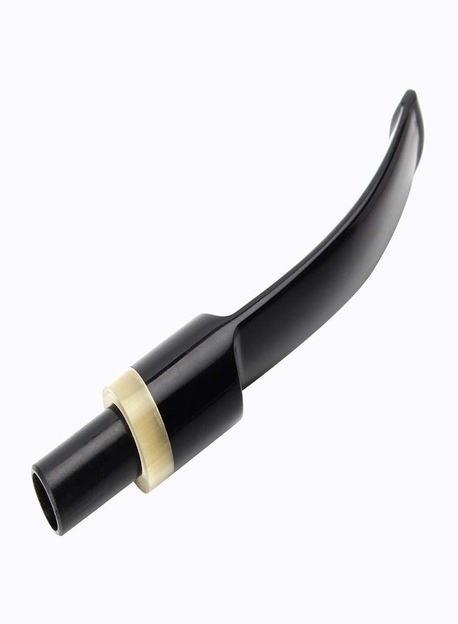 OLD FOX Bent Tobacco Pipe Stem Replacement Mouthpiece with Horn Ring Fit 9mm Pipe (BE0120) - Image 1