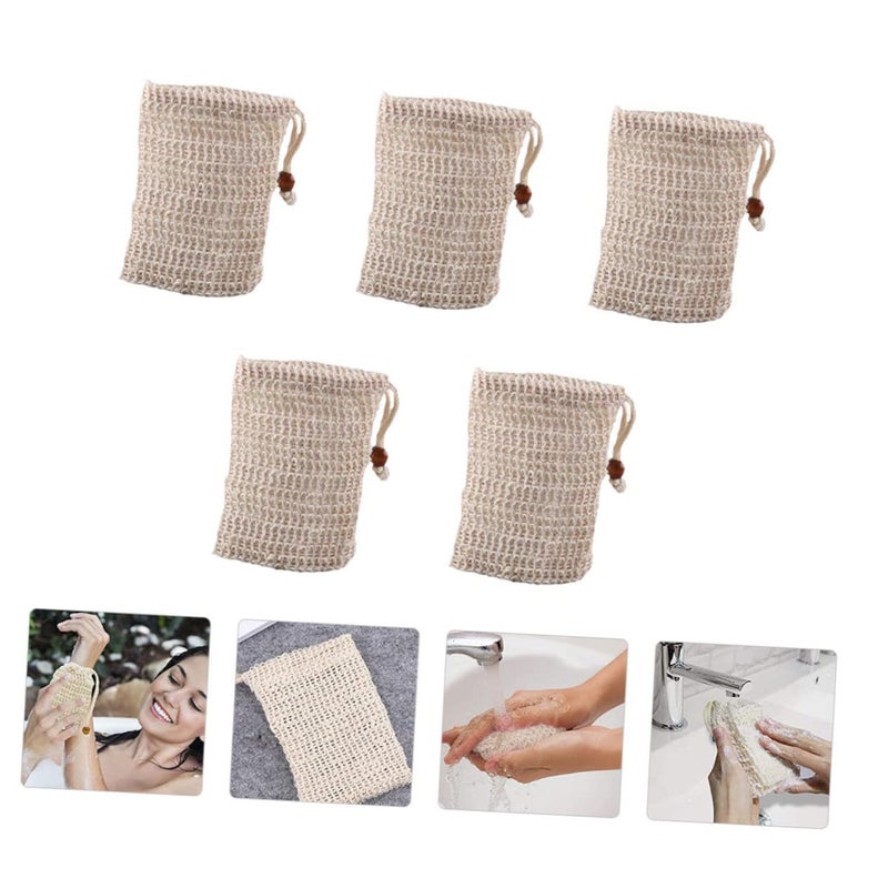 FOMIYES Natural Sisal Soap Bag Set Bubble Maker Net for Shower Spa Present Hangable with Drawstring Closure - Image 5