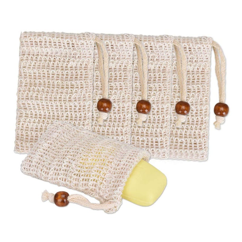 FOMIYES Natural Sisal Soap Bag Set Bubble Maker Net for Shower Spa Present Hangable with Drawstring Closure - Image 4
