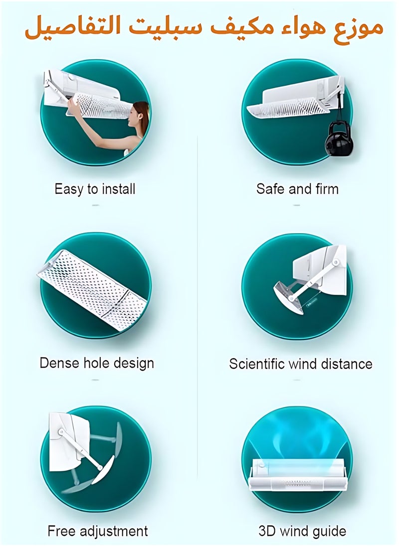 Air Conditioner Deflector Split Ac Air Flow Deflector Adjustable Aircon Deflector for Home (74-106 cm)