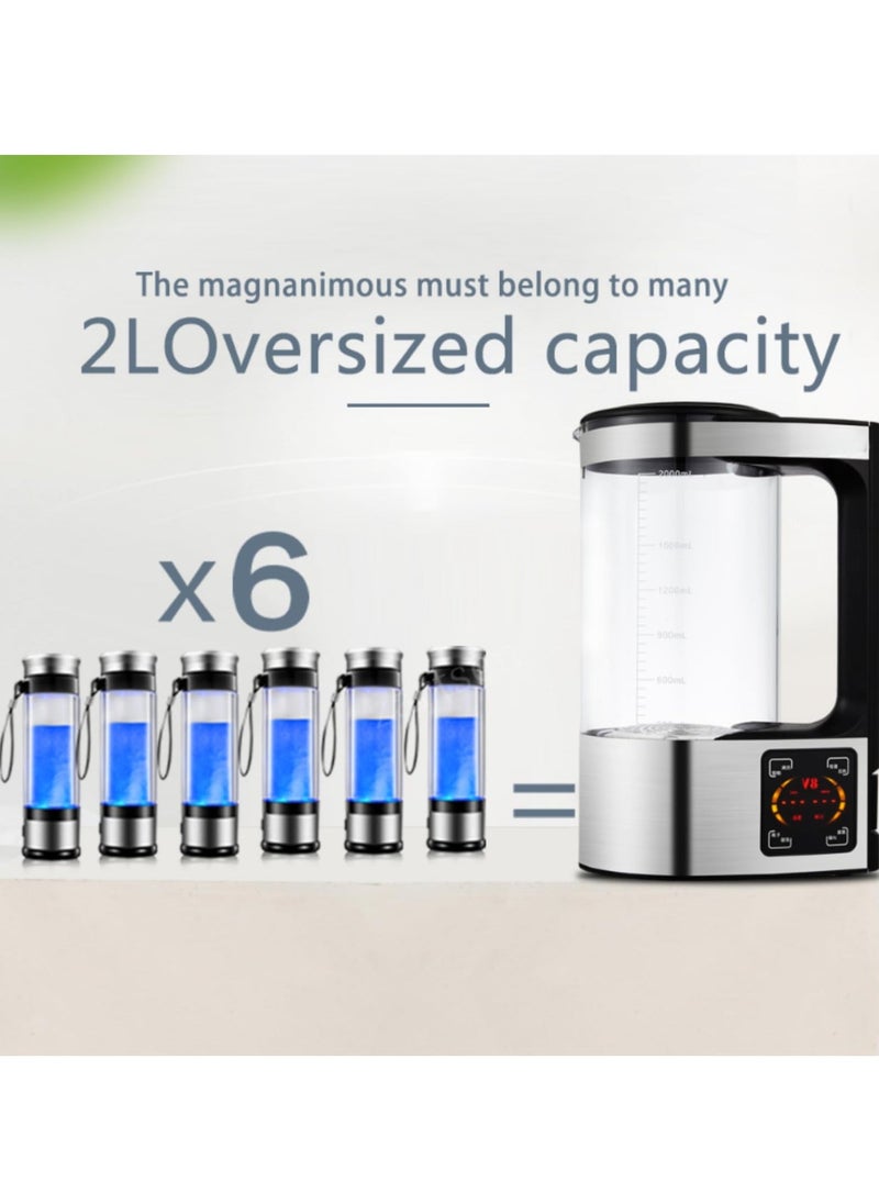 Generic - 2L Hydrogen Water Bottle Generator, 200W Hydrogen Rich Water Machine, SPE PEM Technolog Constant Temperature Heating Hydrogen Generator Water Kettle Pitcher, Make Clean Water for Home - Image 1