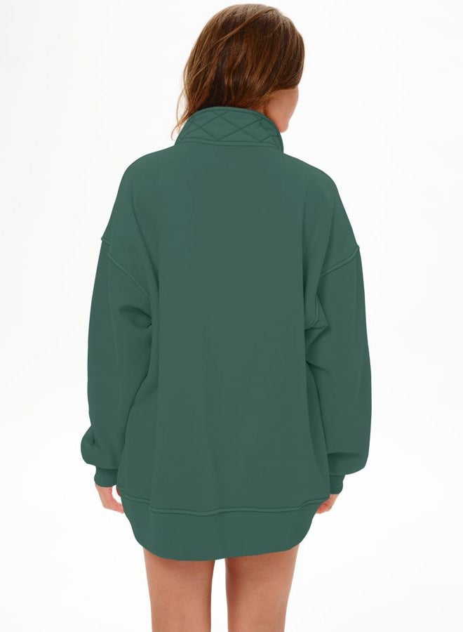 Locachy Women's Henley Neck Button Oversized Sweatshirt Casual Long Sleeve Pullover Tops 2025 Fashion Outfits Clothes, Mysterious Green, S - Image 2