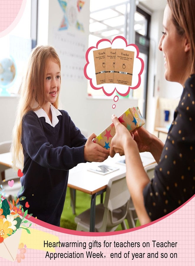 Highergo 12 Pcs Teacher Bracelets Appreciation Gifts Bulk Blessing Card Bracelets for Women Men Teacher Blessing Bangle Greeting Gift for Back to School Christmas(Teach Style) - Image 5