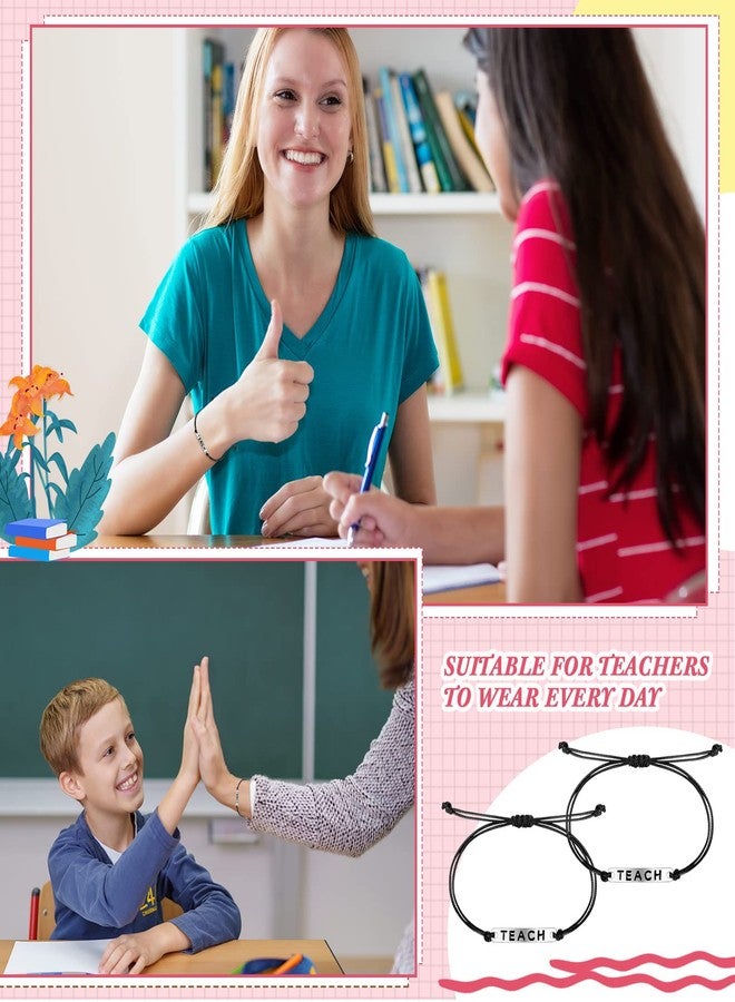 Highergo 12 Pcs Teacher Bracelets Appreciation Gifts Bulk Blessing Card Bracelets for Women Men Teacher Blessing Bangle Greeting Gift for Back to School Christmas(Teach Style) - Image 4
