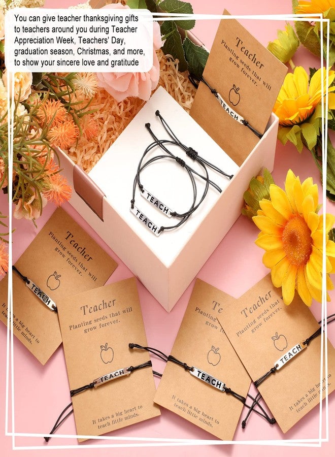 Highergo 12 Pcs Teacher Bracelets Appreciation Gifts Bulk Blessing Card Bracelets for Women Men Teacher Blessing Bangle Greeting Gift for Back to School Christmas(Teach Style) - Image 2