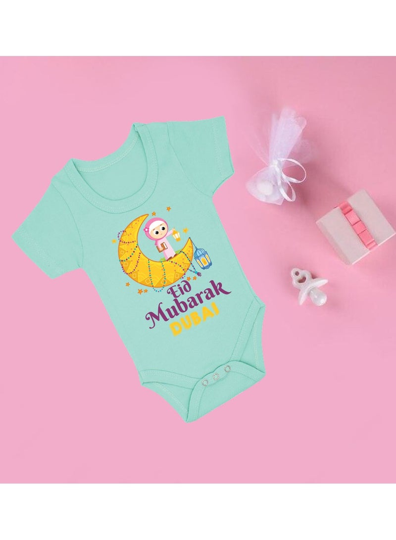 PRINTSHOP4ME My First Eid Dubai Printed Outfit - Romper for Newborn Babies - Short Sleeve Cotton Baby Romper for Baby Girls - Celebrate Baby's First Eid in Style - Gift for New Parents  - Image 3