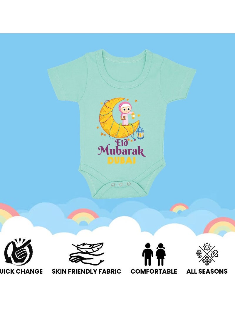 PRINTSHOP4ME My First Eid Dubai Printed Outfit - Romper for Newborn Babies - Short Sleeve Cotton Baby Romper for Baby Girls - Celebrate Baby's First Eid in Style - Gift for New Parents  - Image 5
