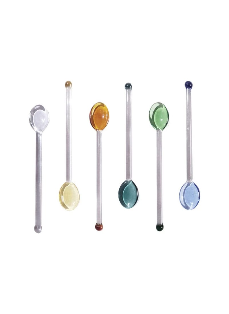 SYOSI - Small Glass Teaspoon, Crystal Clear Coffee Dessert Spoon, for Household Spoon Salt and Sugar, Flavored Tea Jar, Assorted Colors (6 Pieces) - Image 1