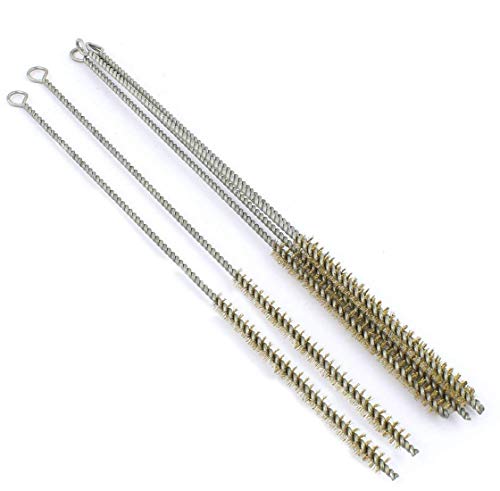 YXQ 8mm Tube Brush Brass Wire 10.3 inch Long-Handle Bristle Cleaning 6-Piece - Image 1