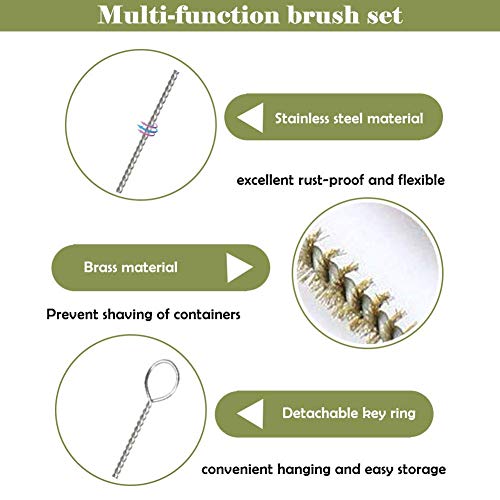 YXQ 8mm Tube Brush Brass Wire 10.3 inch Long-Handle Bristle Cleaning 6-Piece - Image 3