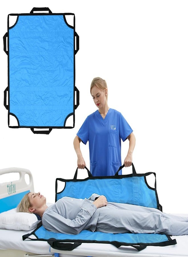 TINFAU Bed Positioning Pad with Reinforced Handles, 50" X 40" Multipurpose Waterproof Transfer Sheet for Turning, Lifting & Sliding, Reusable Patient Positioning Sheet for Bedridden, Caregiver, Light Blue - Image 1