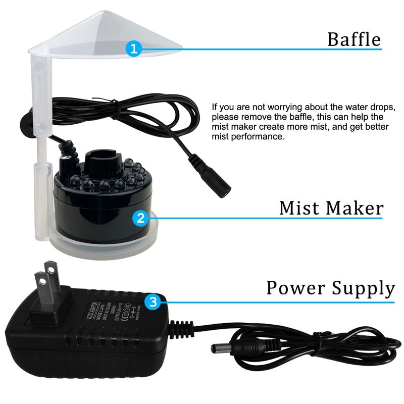 PULACO Mist Maker, Indoor Fountain Mister Foggers, Small Pond Fog Machine Atomizer Air Humidifier Perfect for Water Feature, Halloween - Image 3
