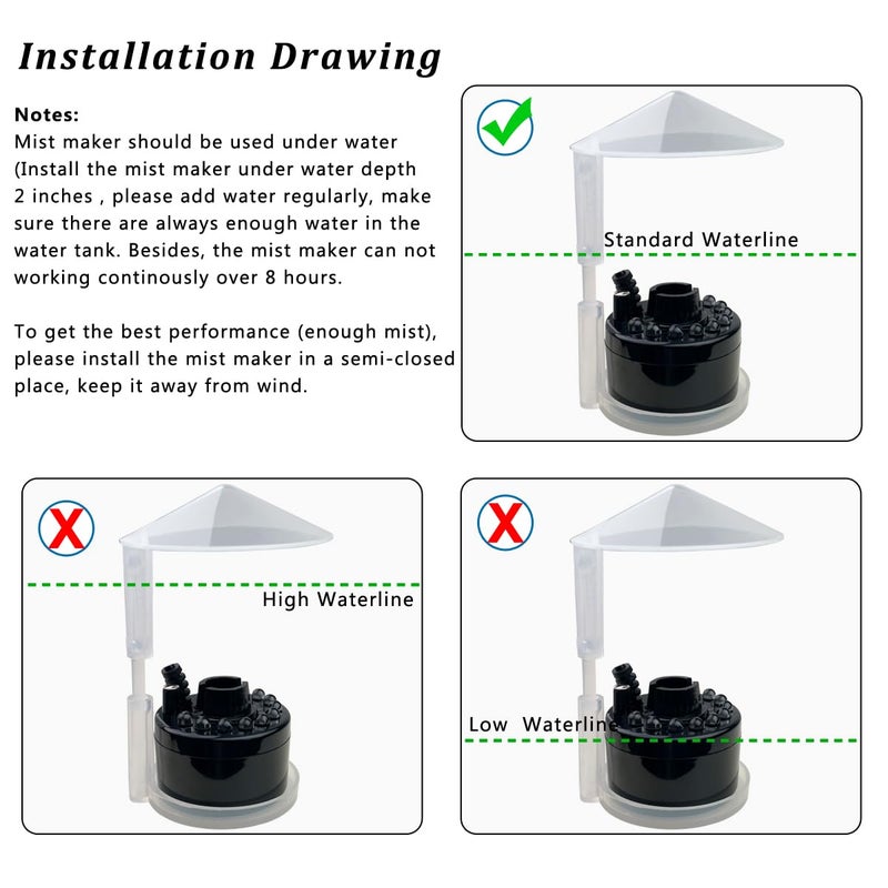 PULACO Mist Maker, Indoor Fountain Mister Foggers, Small Pond Fog Machine Atomizer Air Humidifier Perfect for Water Feature, Halloween - Image 4