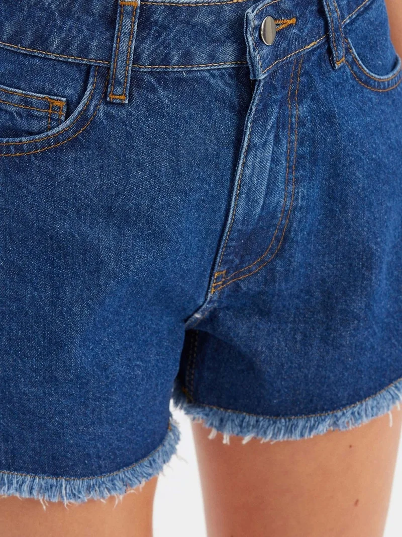 HICCUP  Denim Solid High Waist Shorts for Women | Best Price UAE