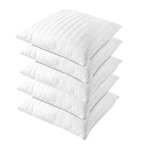 ATOOTFUSION Microfiber Satin Striped Square Small Cushion Filler, White- Pack of 5 (20 X 20 Inches) - Image 2