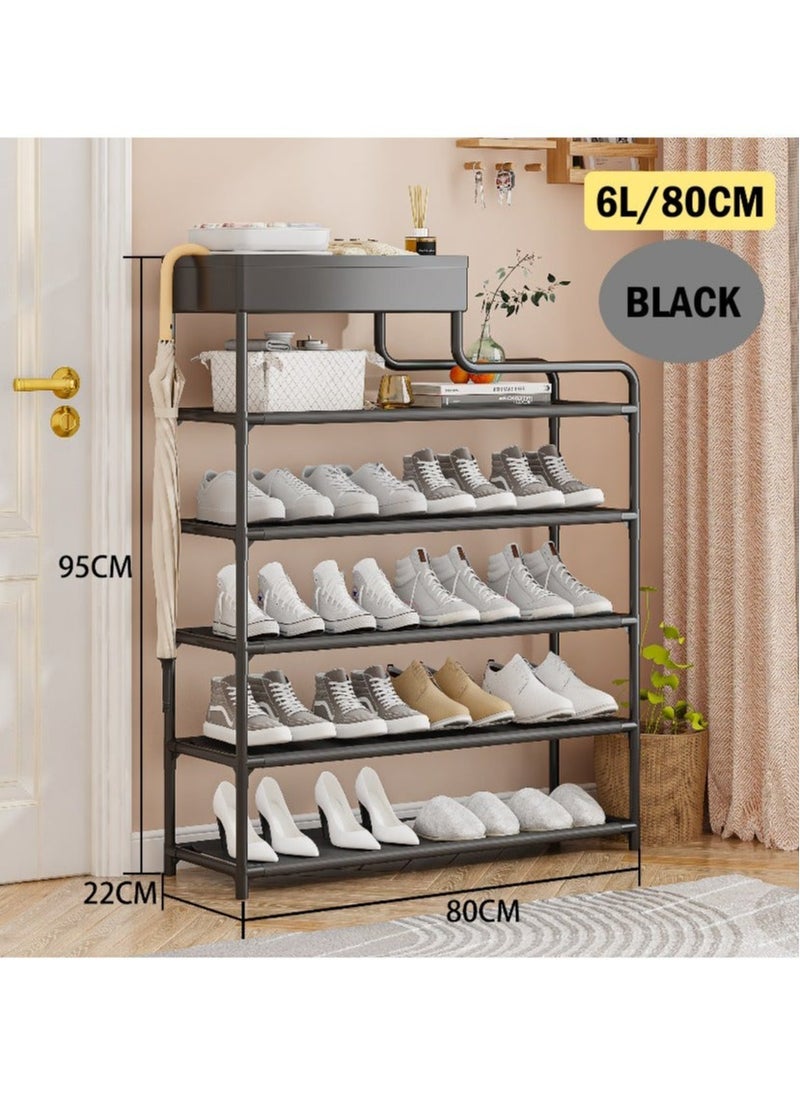 RollsTimi  6 Tier Freestanding with Storage Box Shoe Organizers for Entrance Shoe Cabinet Black 95*22*80 cm  - Image 2
