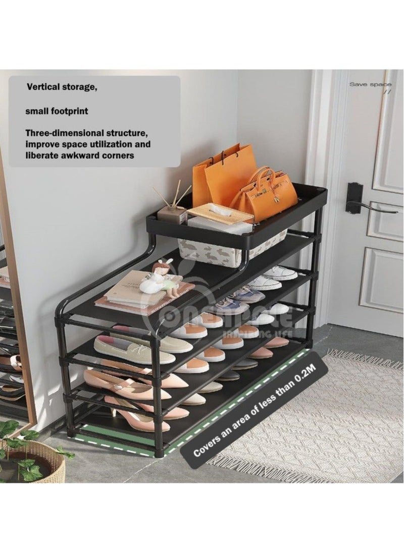 RollsTimi  6 Tier Freestanding with Storage Box Shoe Organizers for Entrance Shoe Cabinet Black 95*22*80 cm  - Image 3