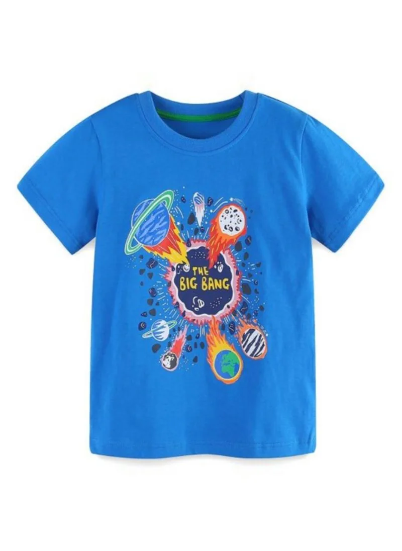 يونيكي Blue Graphic Printed Round Neck T-shirt