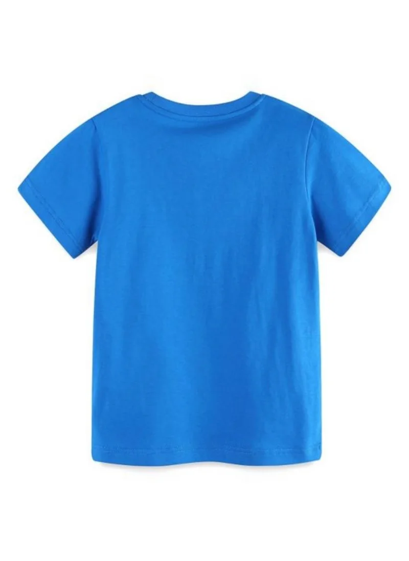 يونيكي Blue Graphic Printed Round Neck T-shirt