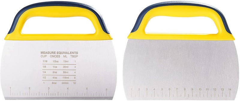 P-Plus International Multi-Purpose Stainless Steel Scraper/Chopper with Contoured Grip Great as Pastry Scraper, French Fry,Pizza and Dough Kitchen Cutter (Pack of 2) - Image 1