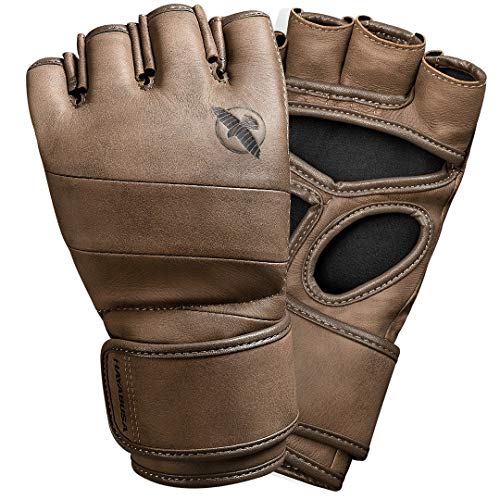Hayabusa T3 LX Leather 4oz MMA Fight Gloves for Men & Women - Brown, Large - Image 1