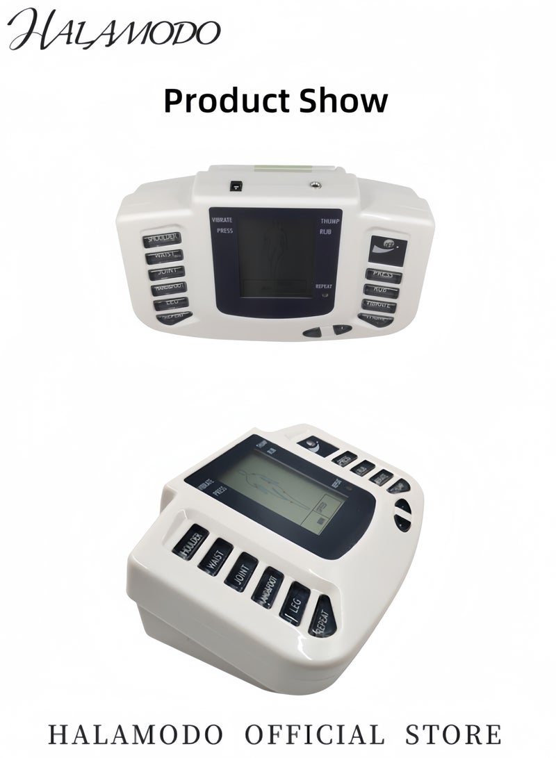 HALAMODO Electronic Pulse Massager with 4 Modes and 8 Intensity Levels Muscle Stimulator for Pain Relief Therapy & Sciatica & Neck Pain Portable Stim Machine with 4pcs Pads & 1pc Slipper & 1pc USB cable & 1pc patch clip & 1pc 2-head wire & 1pc 4-head wire - Image 3
