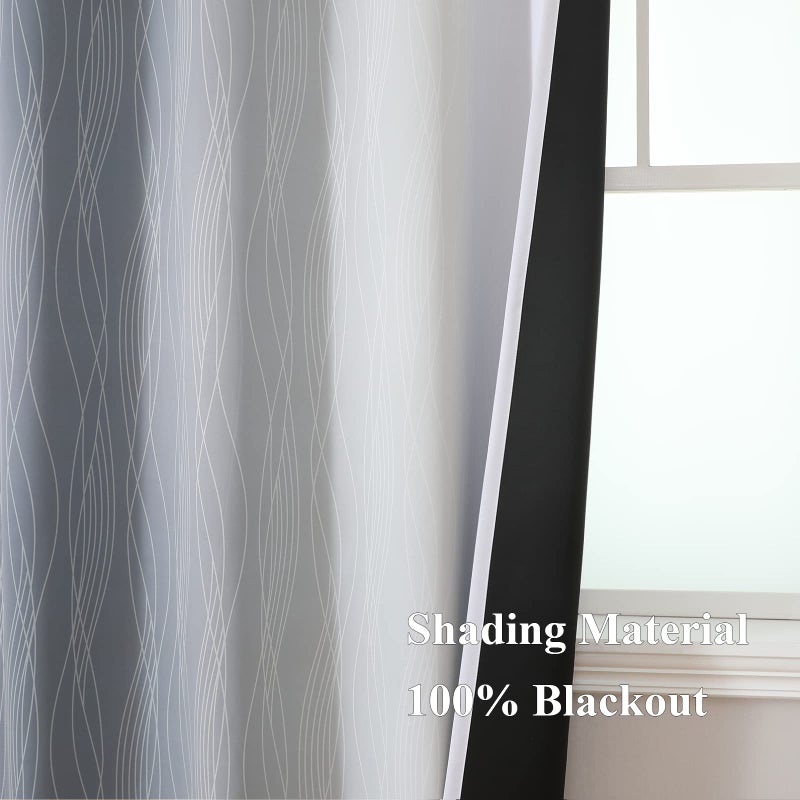 Estelar Textiler Grey and Grayish White Blackout Curtains 108 Inches Long  Thermal Insulated Drapes for Bedroom  Full Light Blocking Energy Saving Long Curtains for Living Room  52Wx108L  2 Panels - Image 5