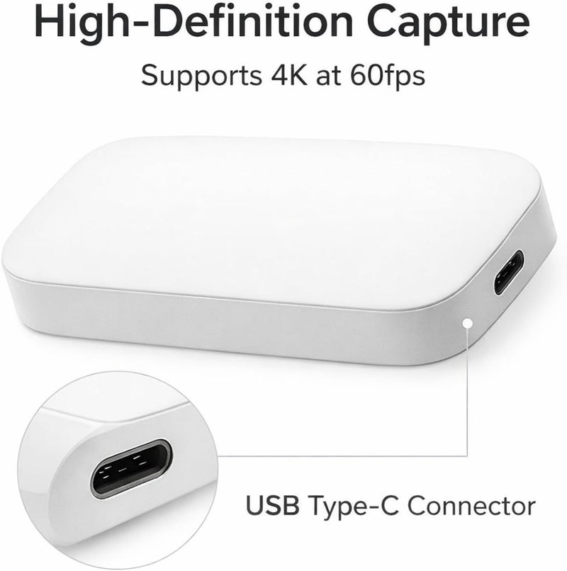 بطاقة التقاط 4K60HDR HD 2.0 جهاز التقاط ألعاب USB 3.2 Gen1 Type-C، يدعم تمرير HDR10 و VRR - زمن انتقال منخفض 50 مللي ثانية، تشغيل فوري للبث والتسجيل على الكمبيوتر الشخصي و C - Image 2