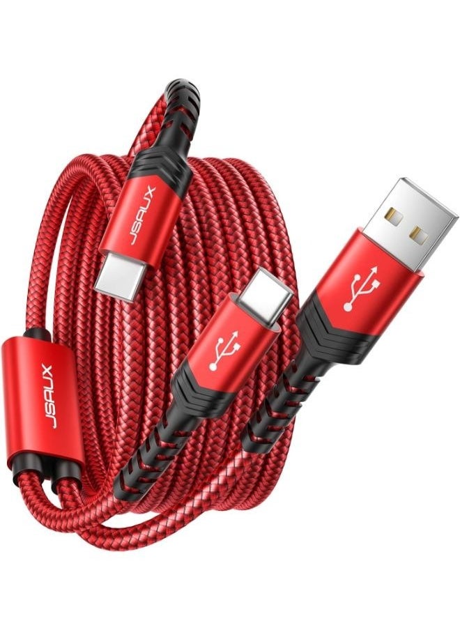 JSAUX - 2-in-1 USB C Cable 60W 6.6 FT, USB-A/USB-C to USB-C Cable 3.1A Type C Fast Charging, USB C Cord Compatible with iPhone 15/15 Pro Max, Samsung Galaxy S23 S22 S21 S20, iPad Pro/Air, MacBook Air - Image 1