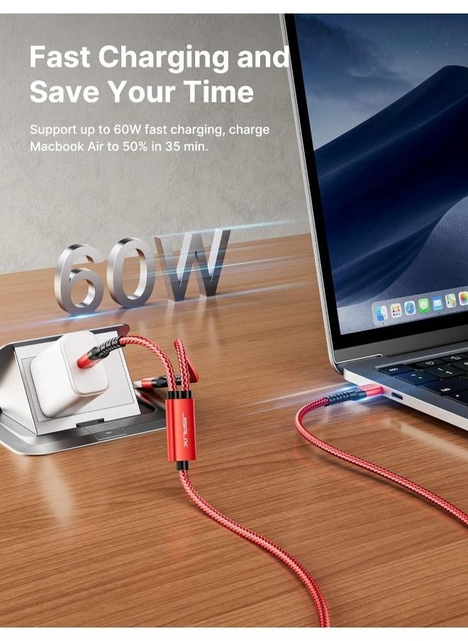JSAUX - 2-in-1 USB C Cable 60W 6.6 FT, USB-A/USB-C to USB-C Cable 3.1A Type C Fast Charging, USB C Cord Compatible with iPhone 15/15 Pro Max, Samsung Galaxy S23 S22 S21 S20, iPad Pro/Air, MacBook Air - Image 1